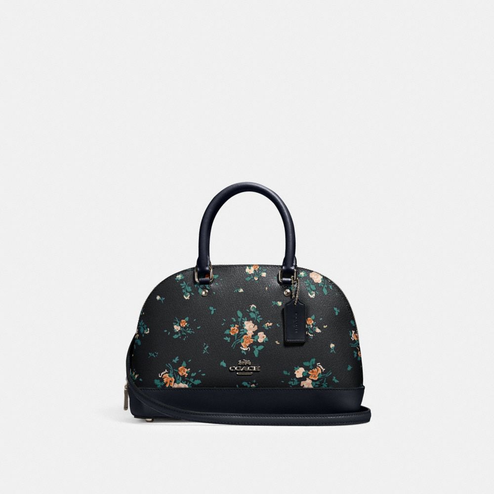 MINI SIERRA SATCHEL WITH ROSE BOUQUET PRINT - SV/MIDNIGHT MULTI - COACH 91430