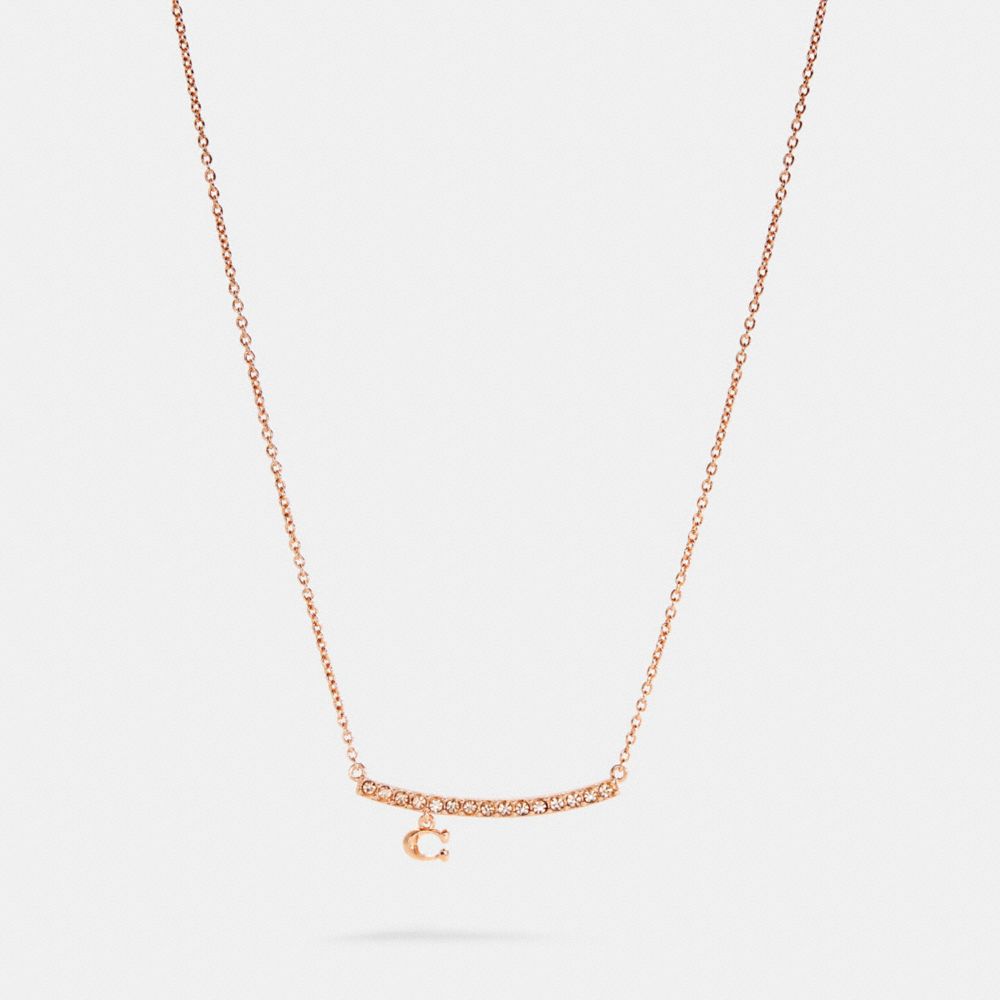 SIGNATURE PAVE BAR NECKLACE - 91431 - ROSEGOLD