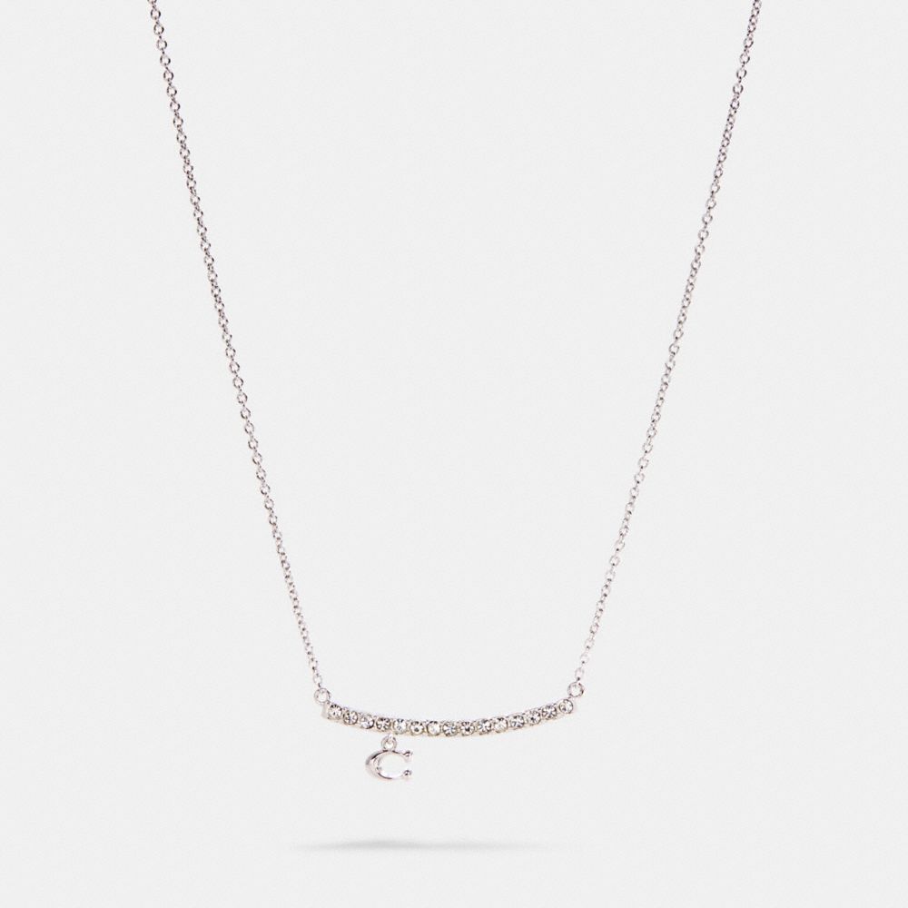 COACH 91431 SIGNATURE PAVE BAR NECKLACE SILVER