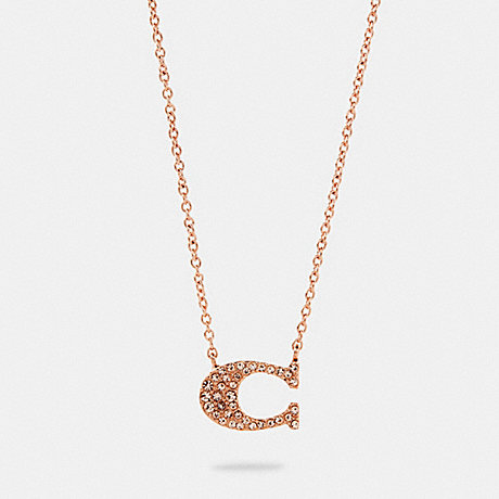 COACH 91433 - PAVE SIGNATURE NECKLACE - ROSEGOLD | COACH CLEARANCE