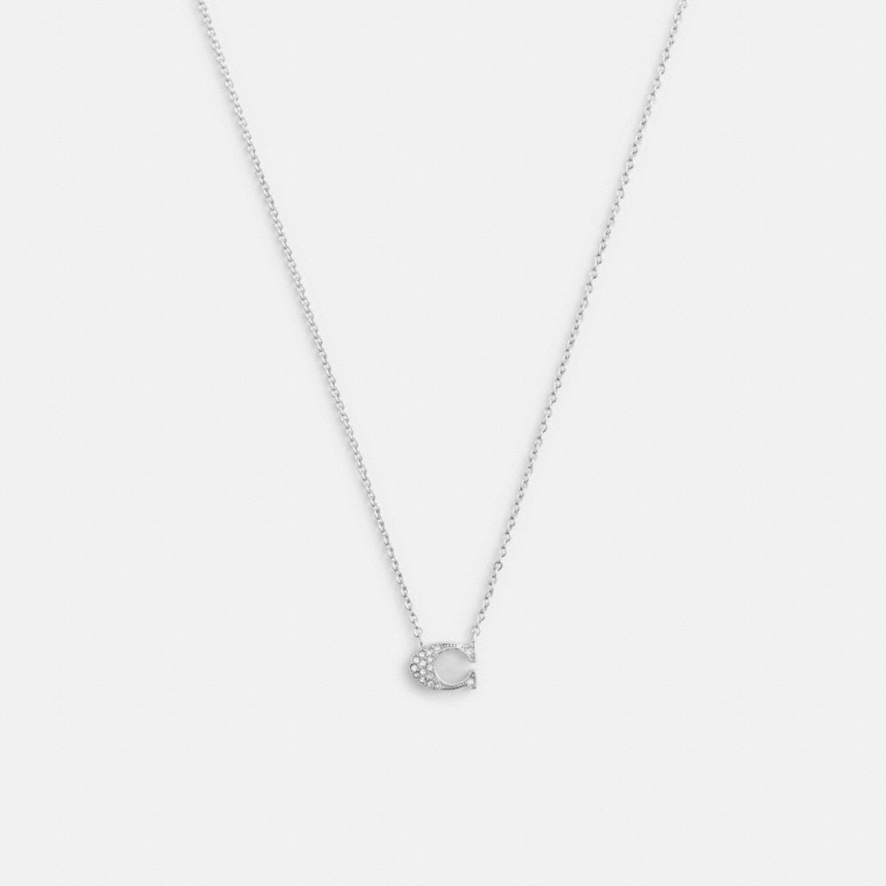 PAVE SIGNATURE NECKLACE - 91433 - SILVER