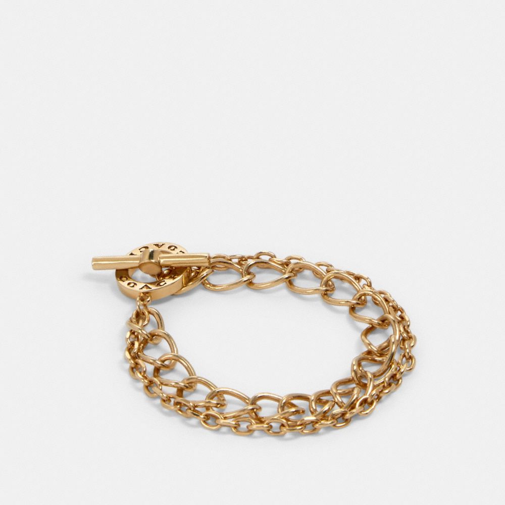 TOGGLE CHAIN OPEN CIRCLE BRACELET - GOLD - COACH 91438