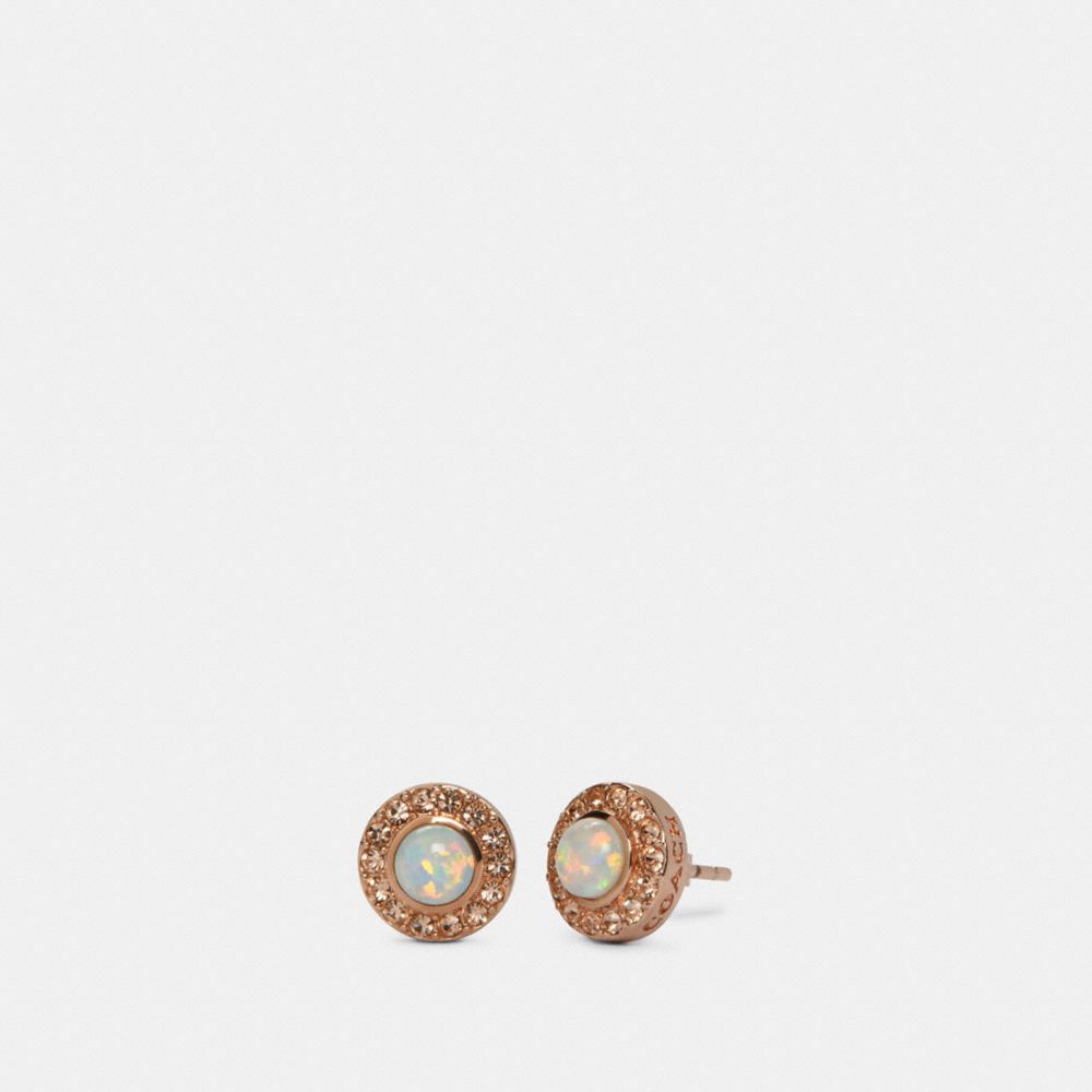 OPEN CIRCLE STUD EARRINGS - RS/WHITE - COACH 91444
