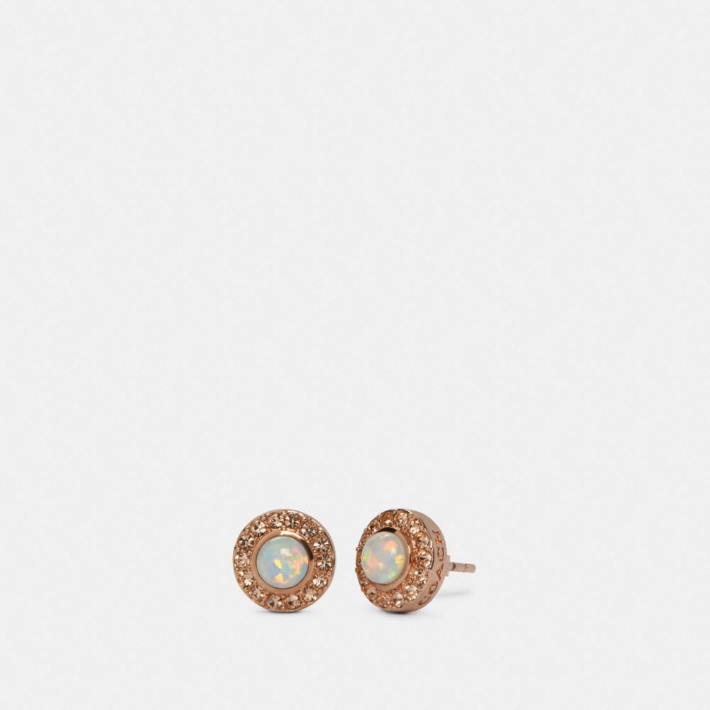 COACH 91444 OPEN CIRCLE STUD EARRINGS RS/WHITE