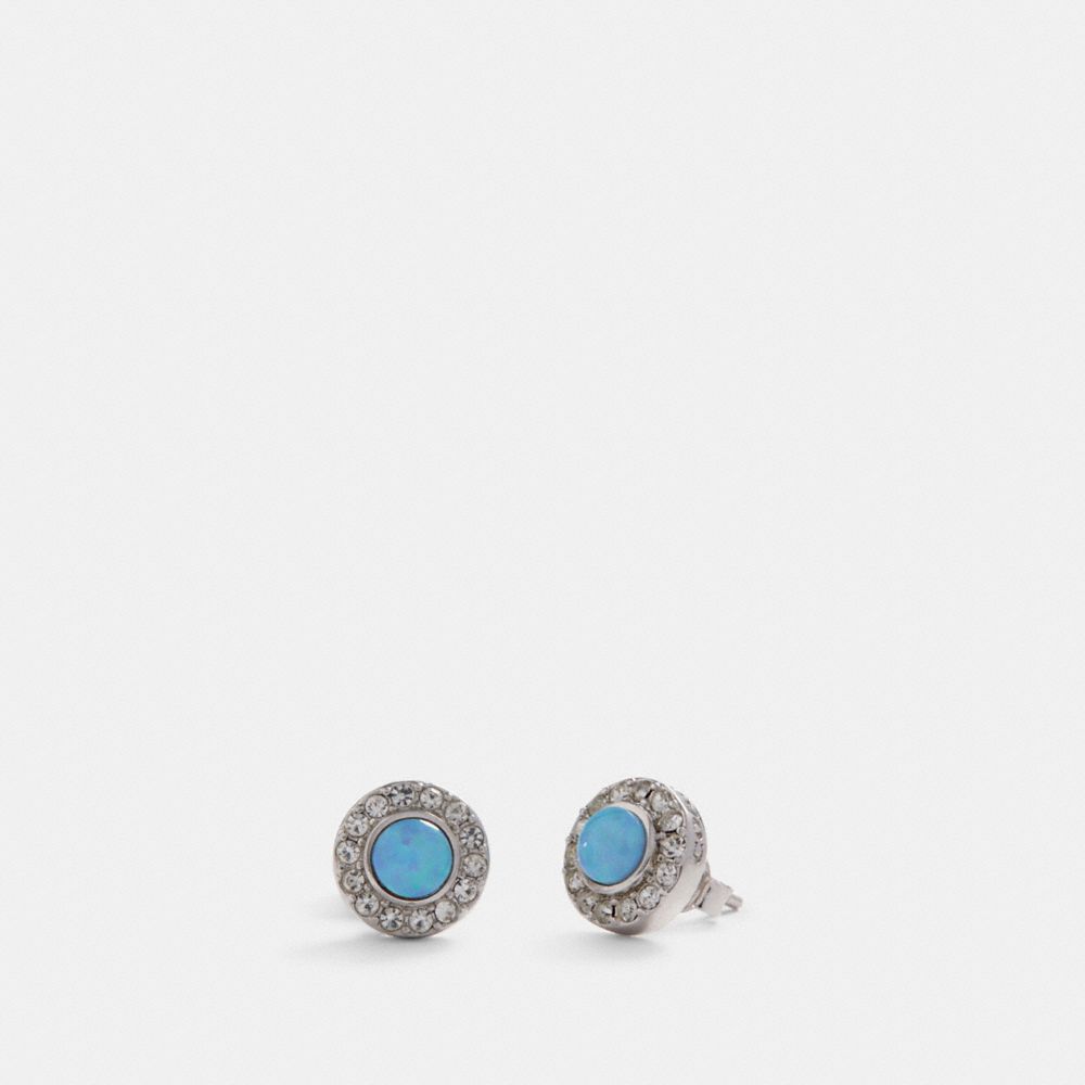 COACH OPEN CIRCLE STUD EARRINGS - SV/BLUE - 91444