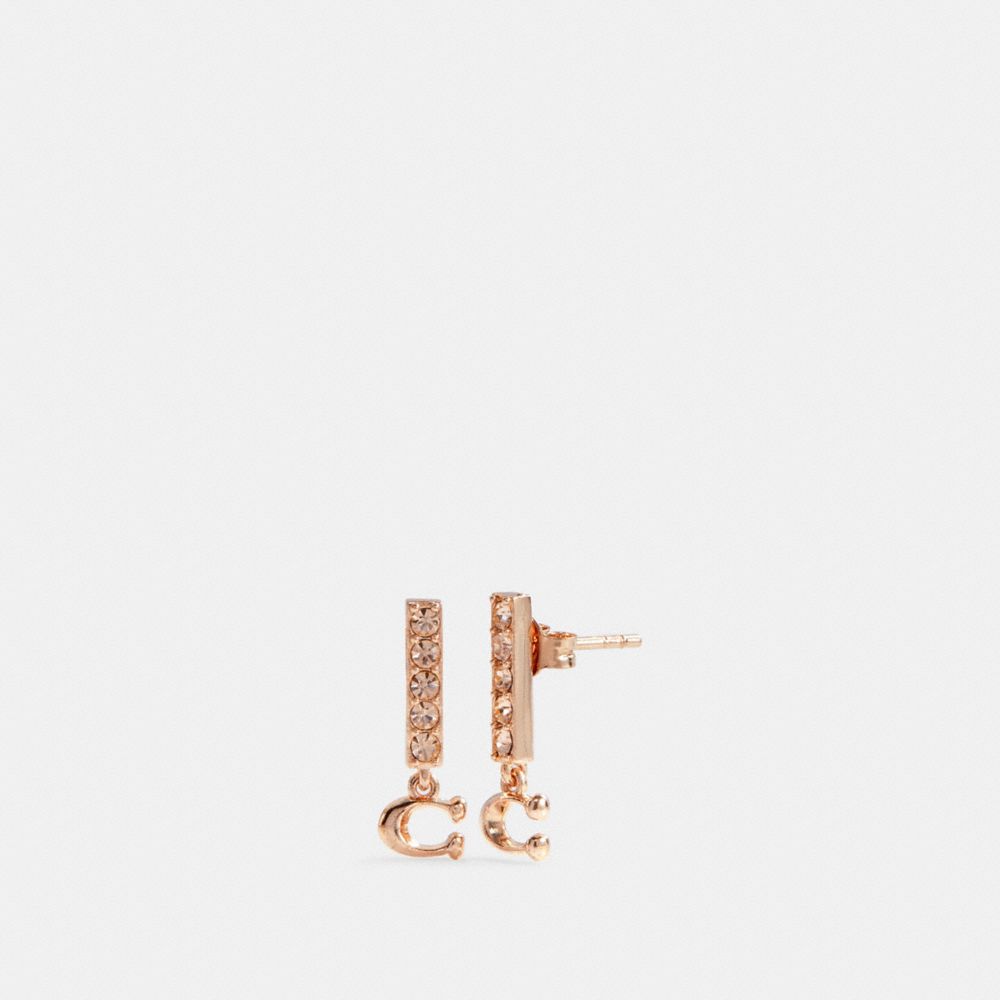 COACH 91446 Signature Pave Bar Stud Earrings ROSEGOLD