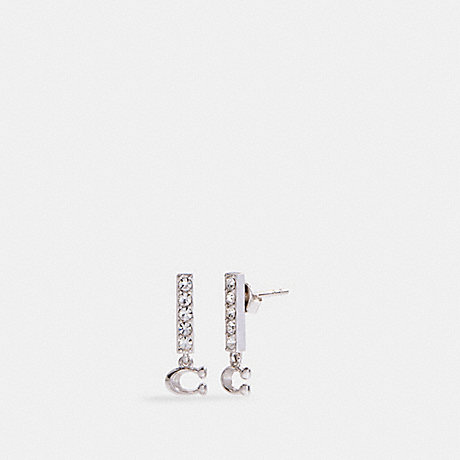 COACH SIGNATURE PAVE BAR STUD EARRINGS - SILVER - 91446