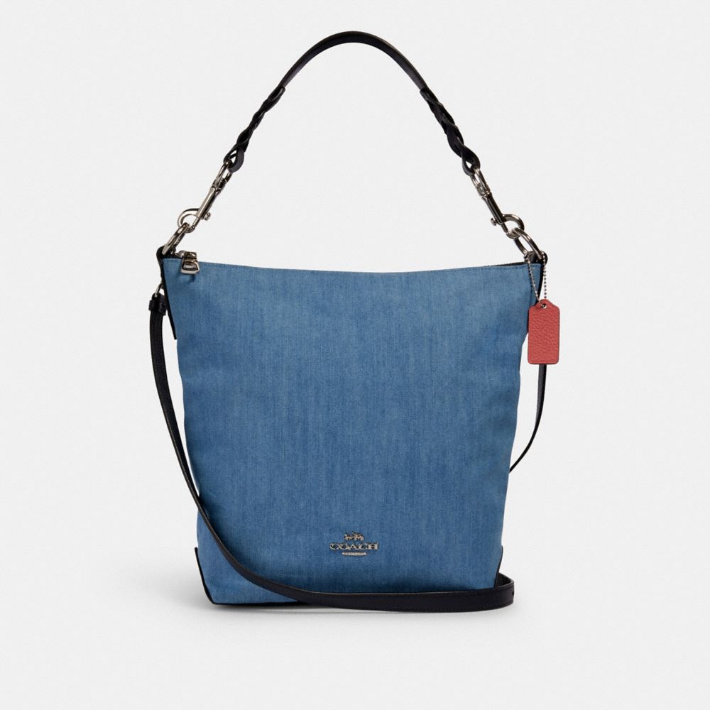 ABBY SHOULDER BAG - SV/DENIM MULTI - COACH 91452