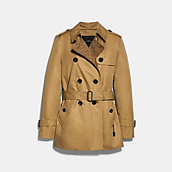 SIGNATURE LAPEL SHORT TRENCH - CLASSIC KHAKI - COACH 91472