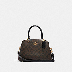 MINI LILLIE CARRYALL IN SIGNATURE CANVAS - IM/BROWN BLACK - COACH 91494