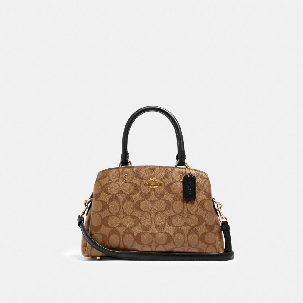 MINI LILLIE CARRYALL IN SIGNATURE CANVAS - IM/KHAKI/BLACK - COACH 91494