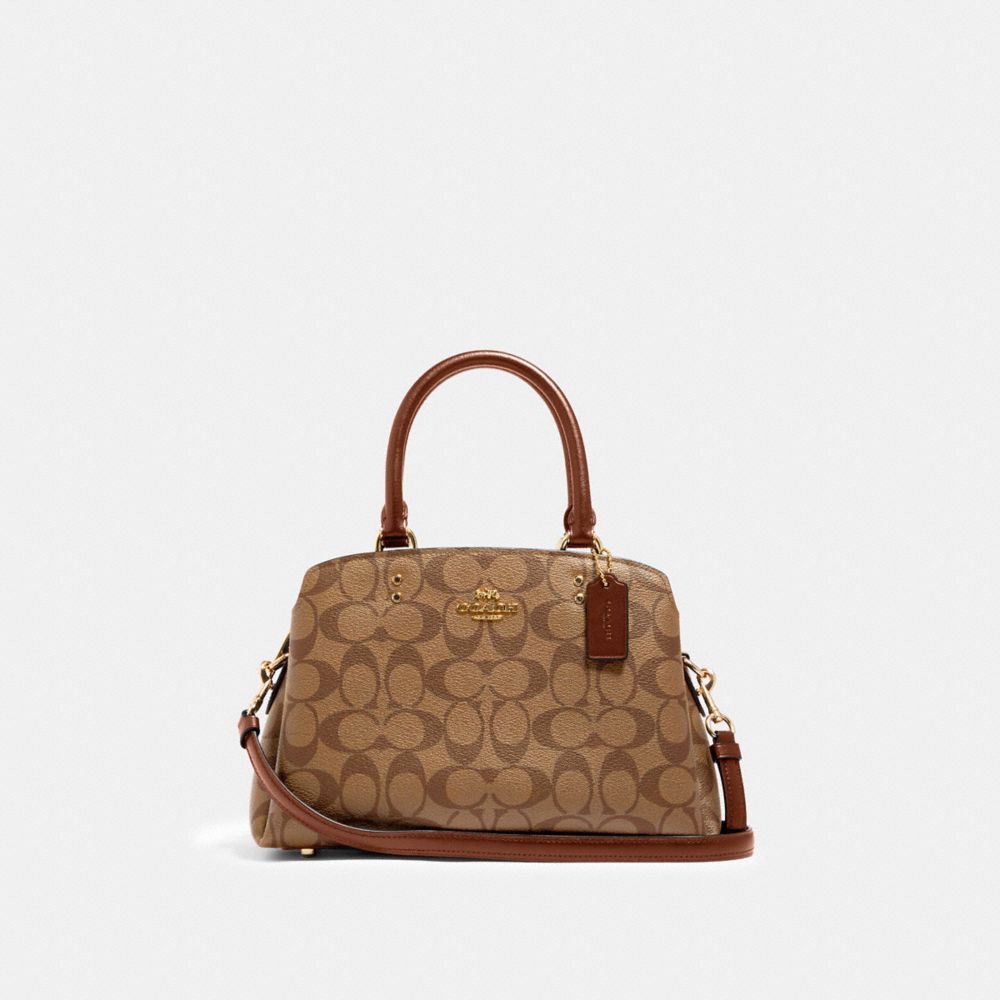 MINI LILLIE CARRYALL IN SIGNATURE CANVAS - IM/KHAKI SADDLE 2 - COACH 91494