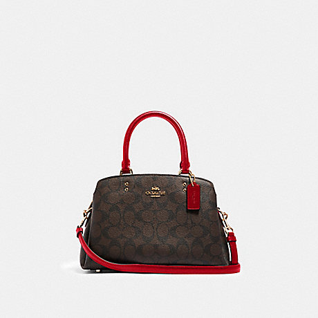 COACH MINI LILLIE CARRYALL IN SIGNATURE CANVAS - IM/BROWN 1941 RED - 91494