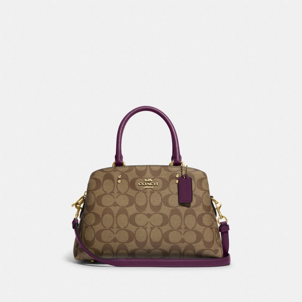 Mini Lillie Carryall In Signature Canvas - 91494 - IM/Khaki/Boysenberry