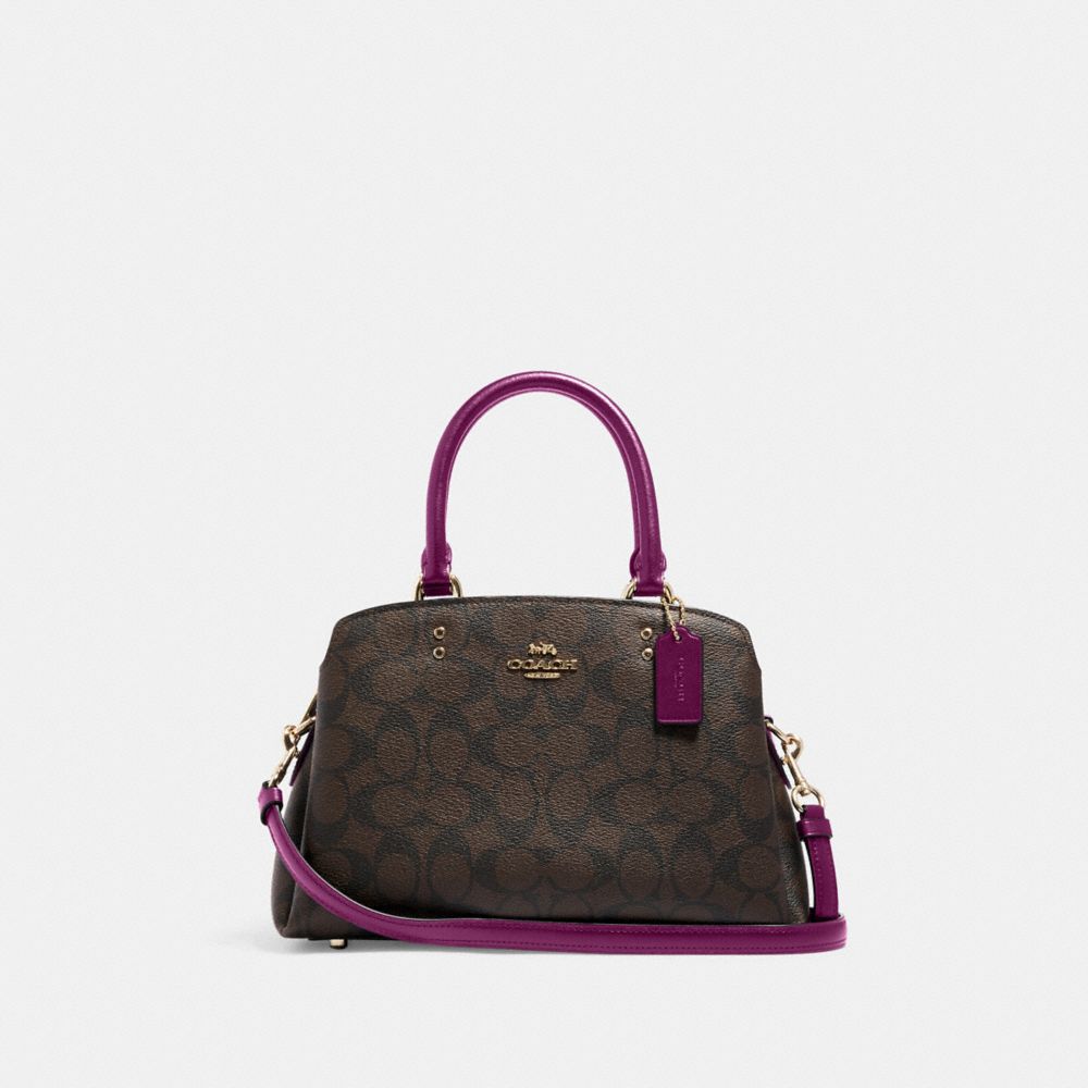 COACH 91494 Mini Lillie Carryall In Signature Canvas IM/BROWN/DARK MAGENTA