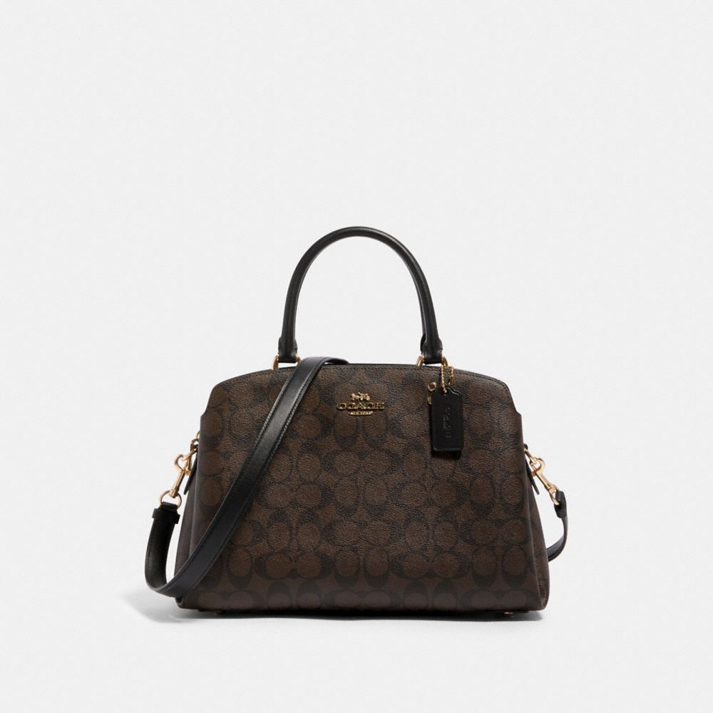 COACH LILLIE CARRYALL IN SIGNATURE CANVAS - IM/BROWN BLACK - 91495