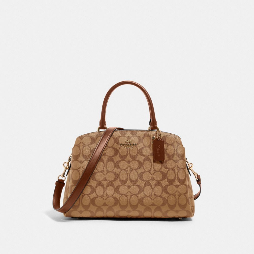 COACH LILLIE CARRYALL IN SIGNATURE CANVAS - IM/KHAKI SADDLE 2 - 91495