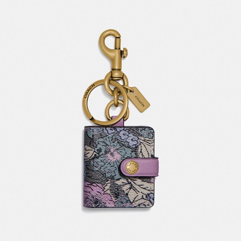 COACH 91507 PICTURE FRAME BAG CHARM WITH HERITAGE FLORAL PRINT B4/SOFT LILAC MULTI