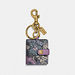 COACH 91507 Picture Frame Bag Charm With Heritage Floral Print B4/SOFT LILAC MULTI