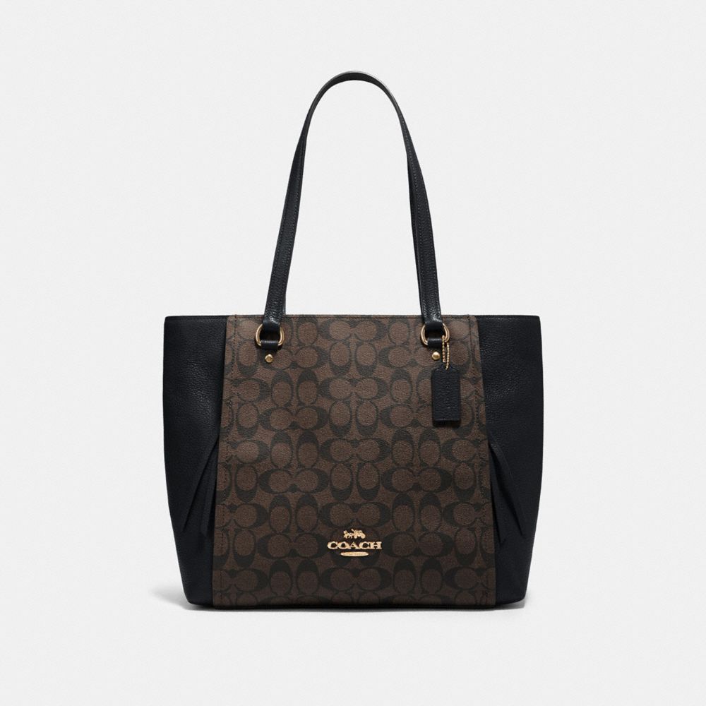 COACH MARLON TOTE IN SIGNATURE CANVAS - IM/BROWN BLACK - 91508