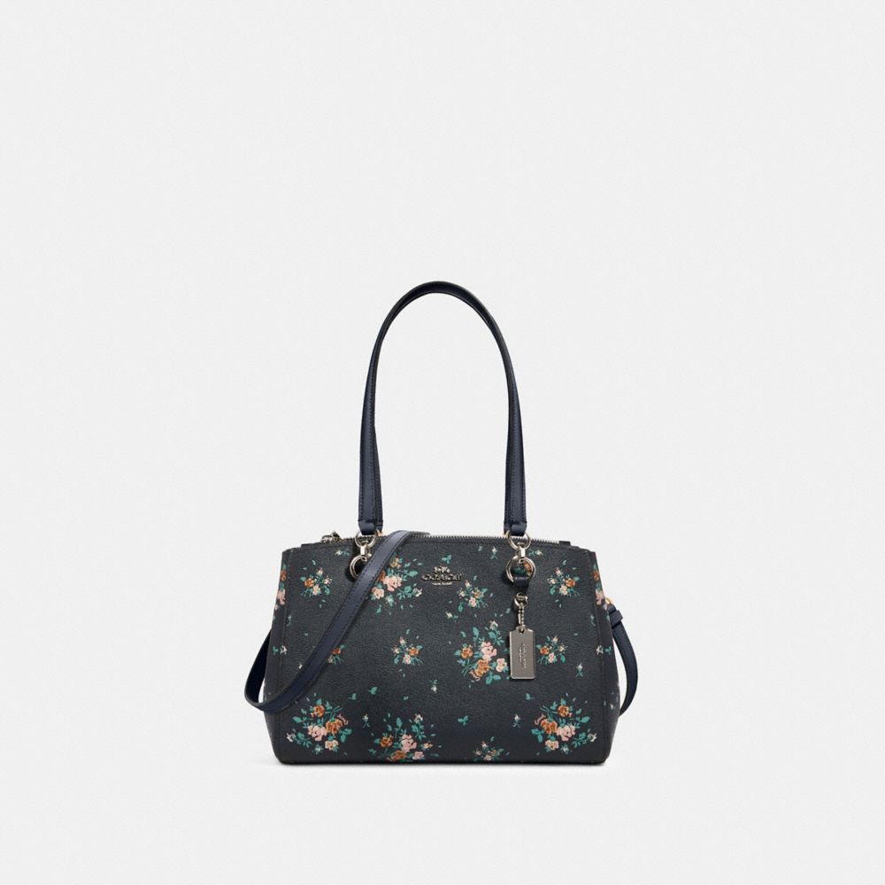 COACH 91509 Etta Carryall With Rose Bouquet Print SV/MIDNIGHT MULTI