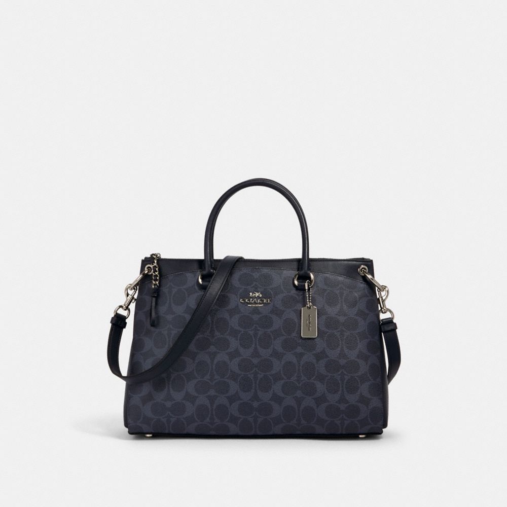 MIA SATCHEL IN SIGNATURE CANVAS - SV/DENIM MIDNIGHT - COACH 91510