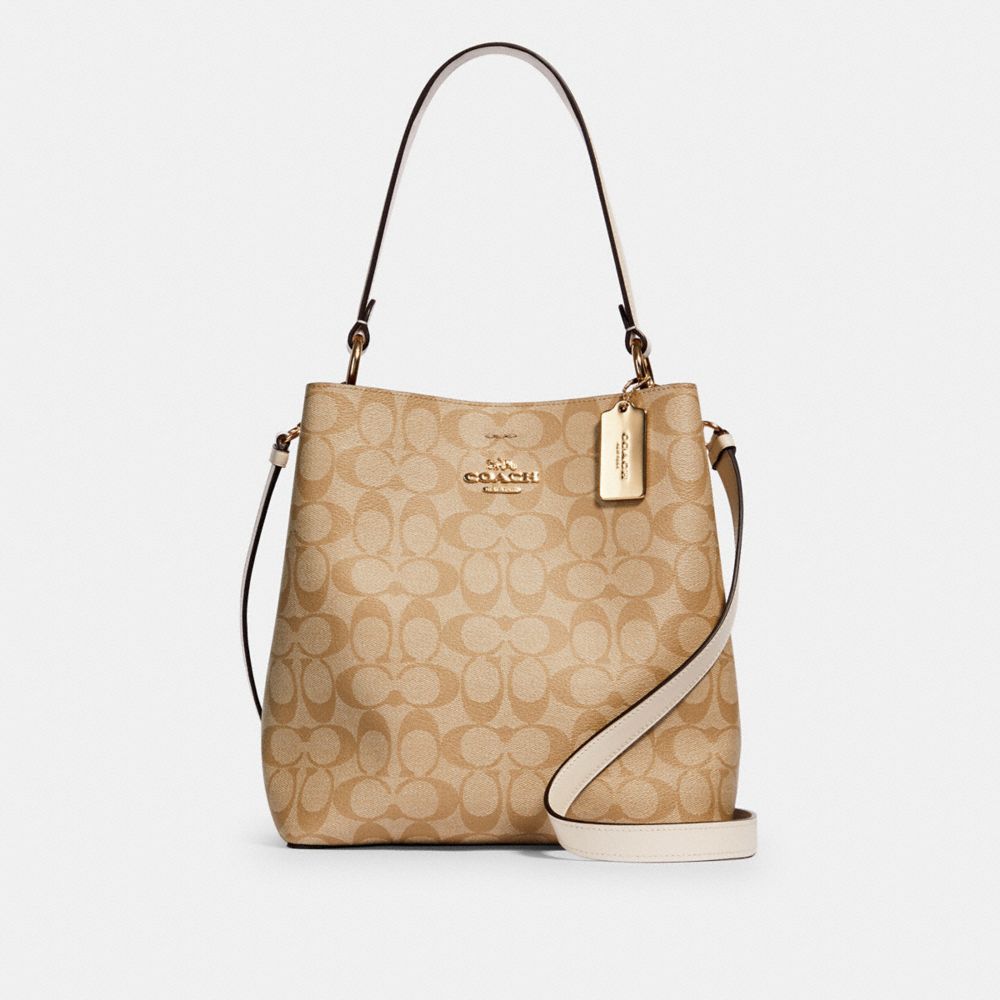 COACH 91512 Town Bucket Bag In Signature Canvas IM/LIGHT KHAKI CHALK