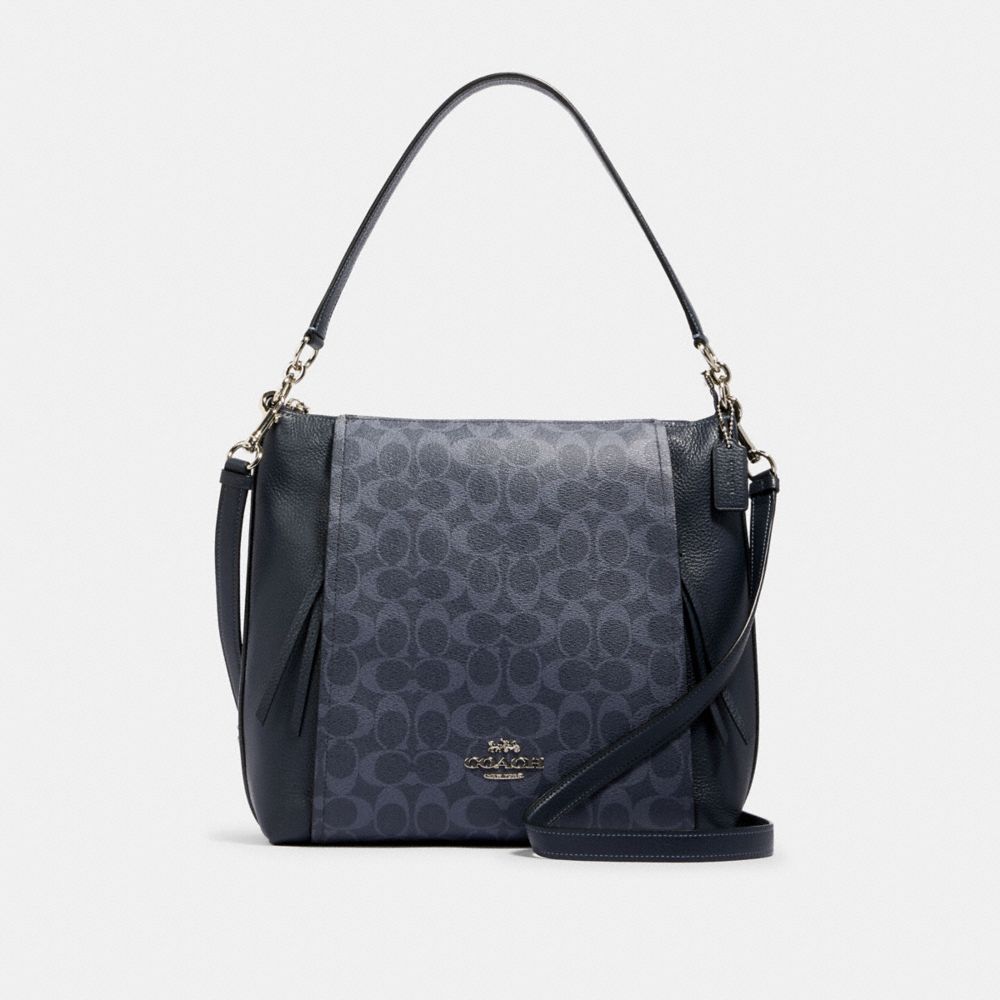 COACH 91526 MARLON HOBO IN SIGNATURE CANVAS SV/DENIM-MIDNIGHT