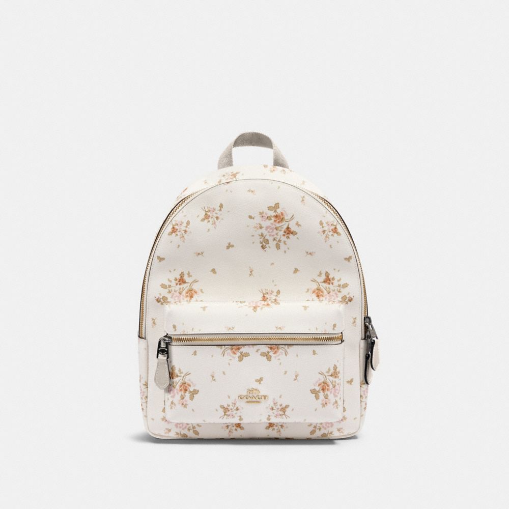 COACH MEDIUM CHARLIE BACKPACK WITH ROSE BOUQUET PRINT - IM/CHALK MULTI - 91530