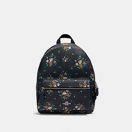 COACH MEDIUM CHARLIE BACKPACK WITH ROSE BOUQUET PRINT - SV/MIDNIGHT MULTI - 91530