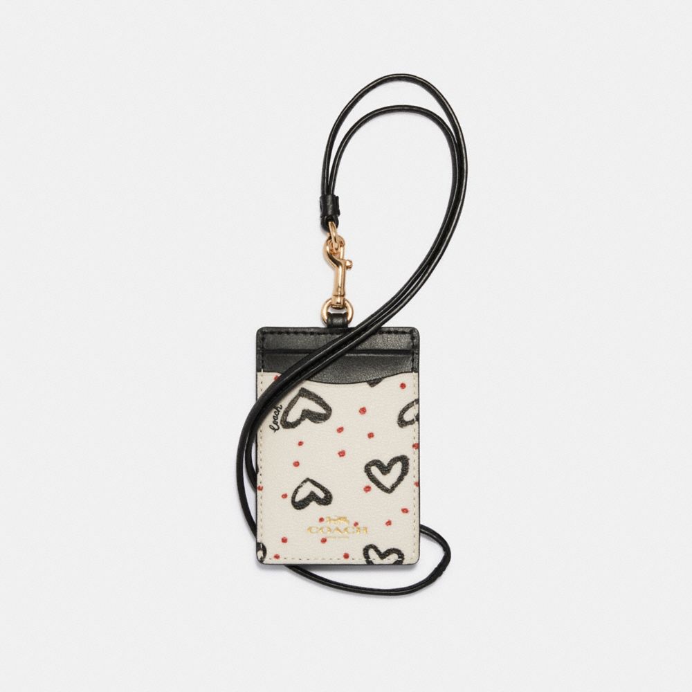 ID LANYARD WITH CRAYON HEARTS PRINT - 91565 - IM/CHALK PINK MULTI/BLACK