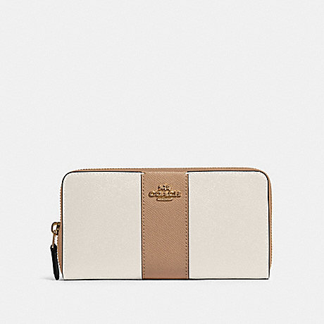 COACH ACCORDION ZIP WALLET IN COLORBLOCK WITH STRIPE - IM/CHALK MULTI - 91574