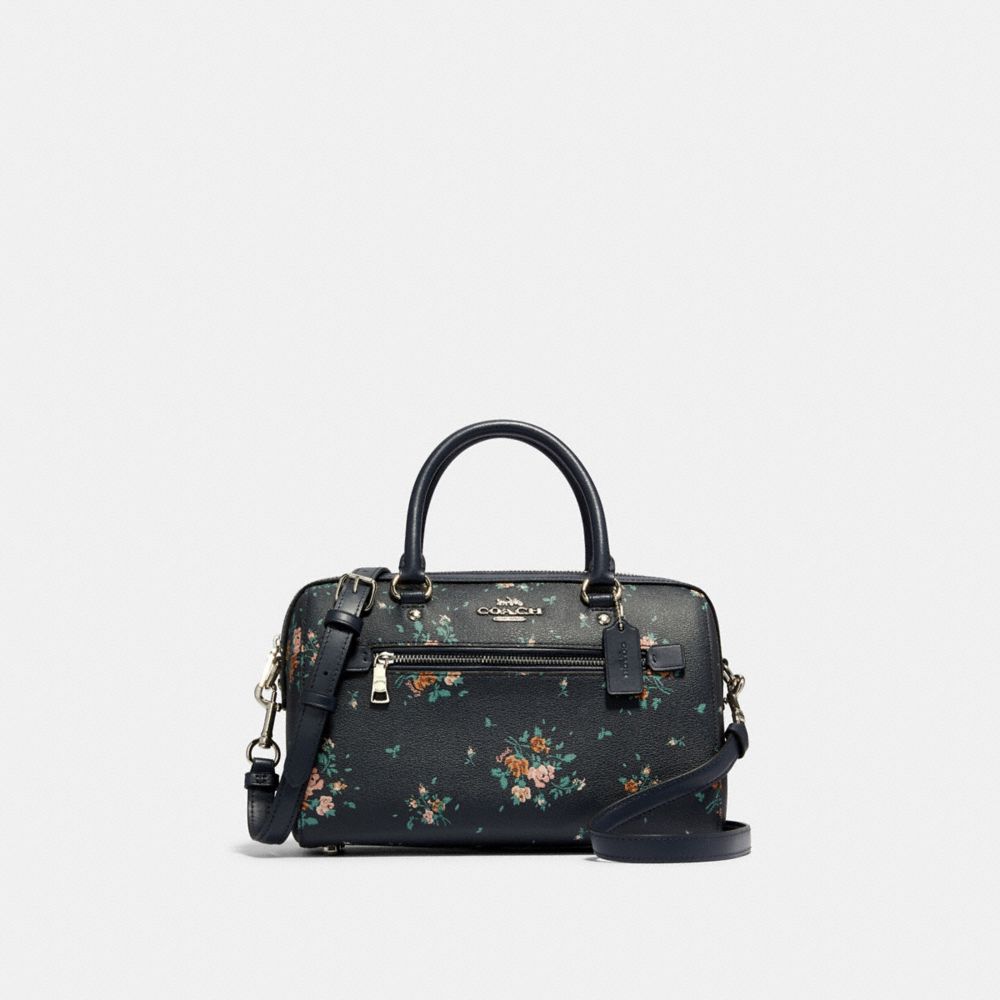 ROWAN SATCHEL WITH ROSE BOUQUET PRINT - SV/MIDNIGHT MULTI - COACH 91604