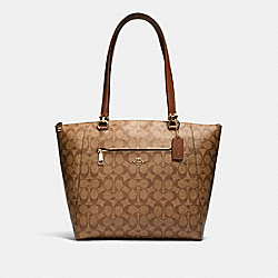 COACH PRAIRIE TOTE IN SIGNATURE CANVAS - IM/KHAKI SADDLE 2 - 91616