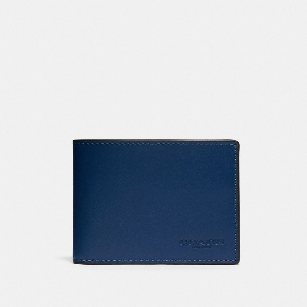 COACH 91656 SLIM BILLFOLD WALLET IN COLORBLOCK QB/BLUE-MULTI