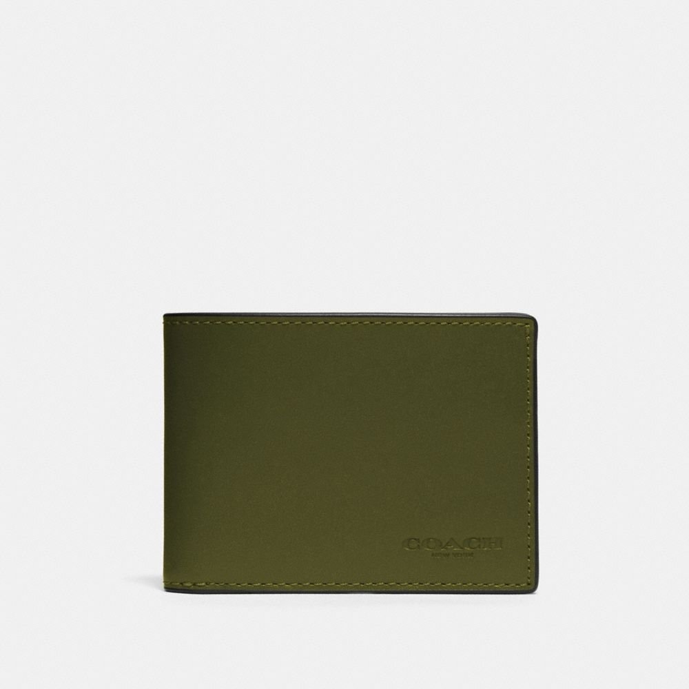 COACH 91656 Slim Billfold Wallet In Colorblock QB/GREEN MULTI