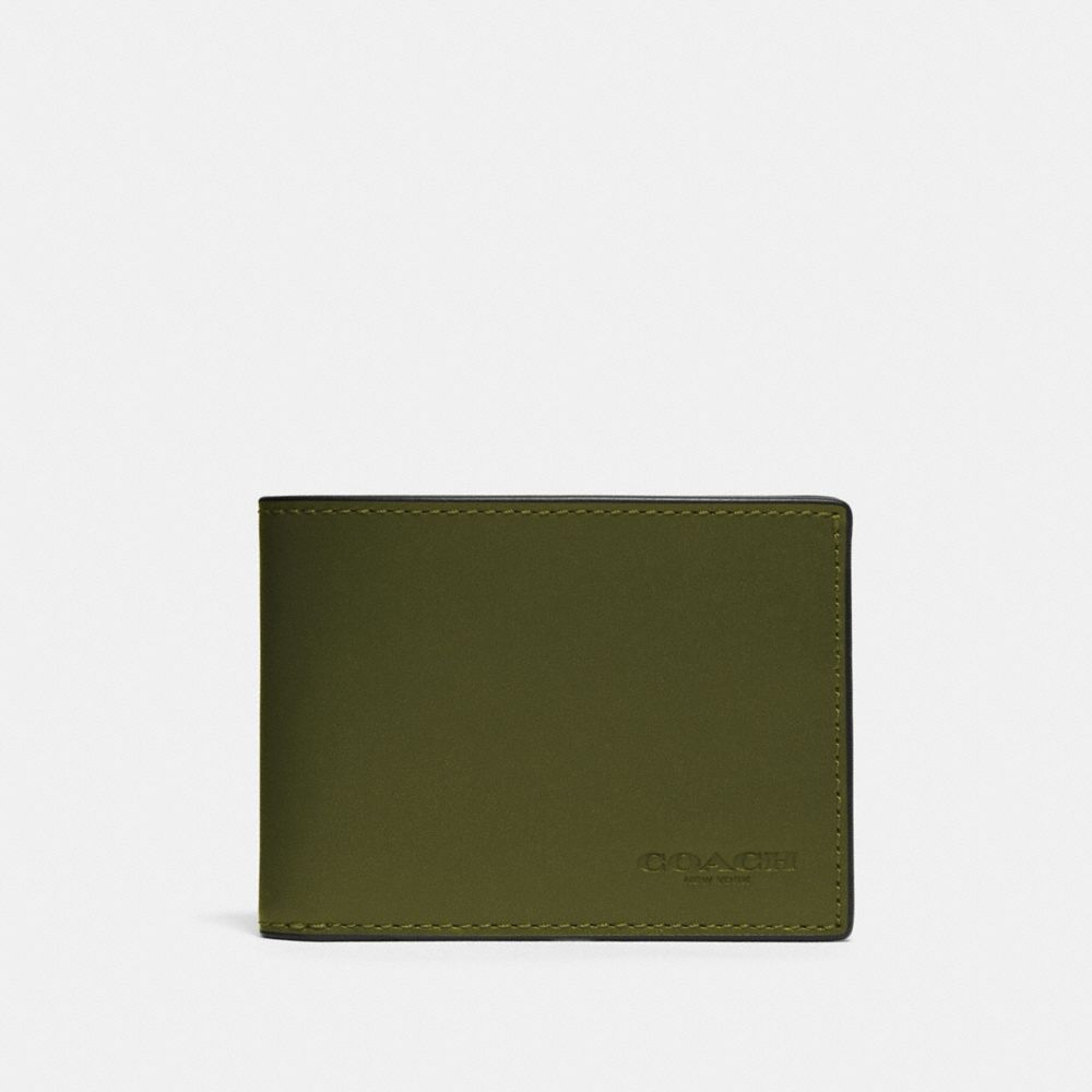 SLIM BILLFOLD WALLET IN COLORBLOCK - QB/GREEN MULTI - COACH 91656