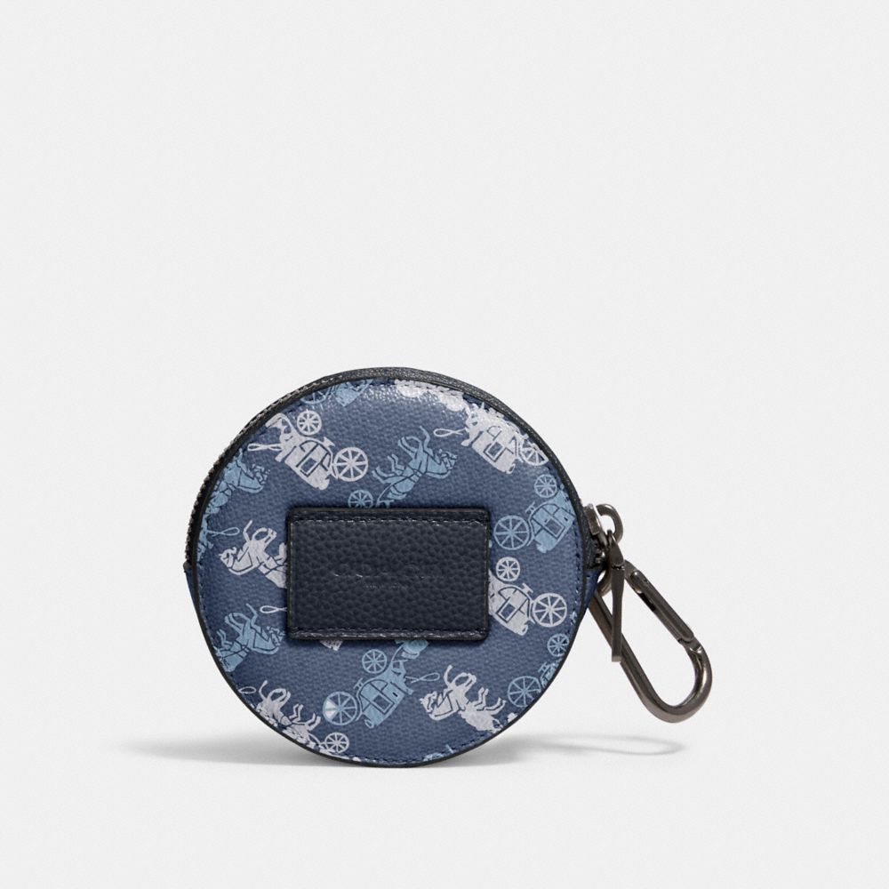 COACH 91658 Round Hybrid Pouch With Horse And Carriage Print QB/INDIGO MULTI