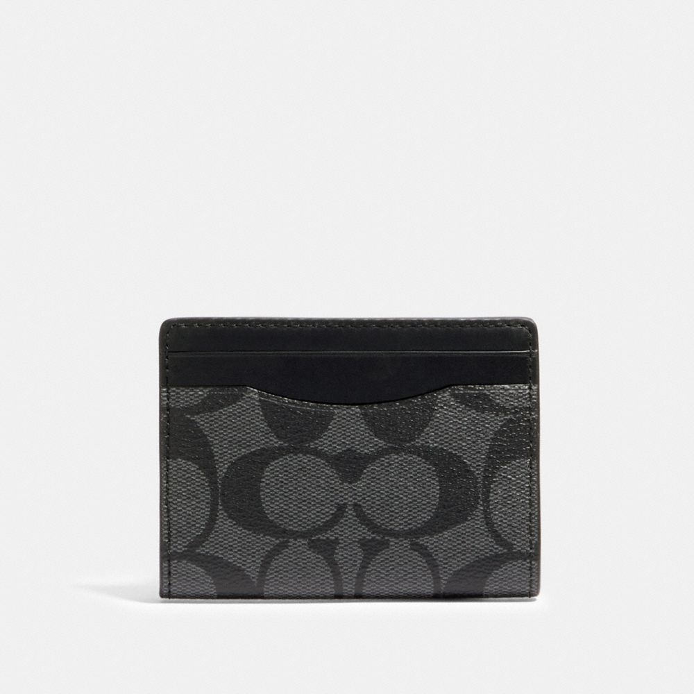 COACH MAGNETIC CARD CASE IN SIGNATURE CANVAS - QB/CHARCOAL - 91660