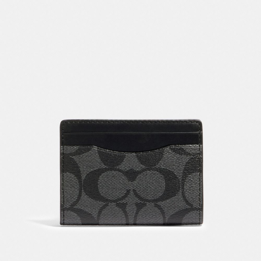 COACH 91660 MAGNETIC CARD CASE IN SIGNATURE CANVAS QB/CHARCOAL