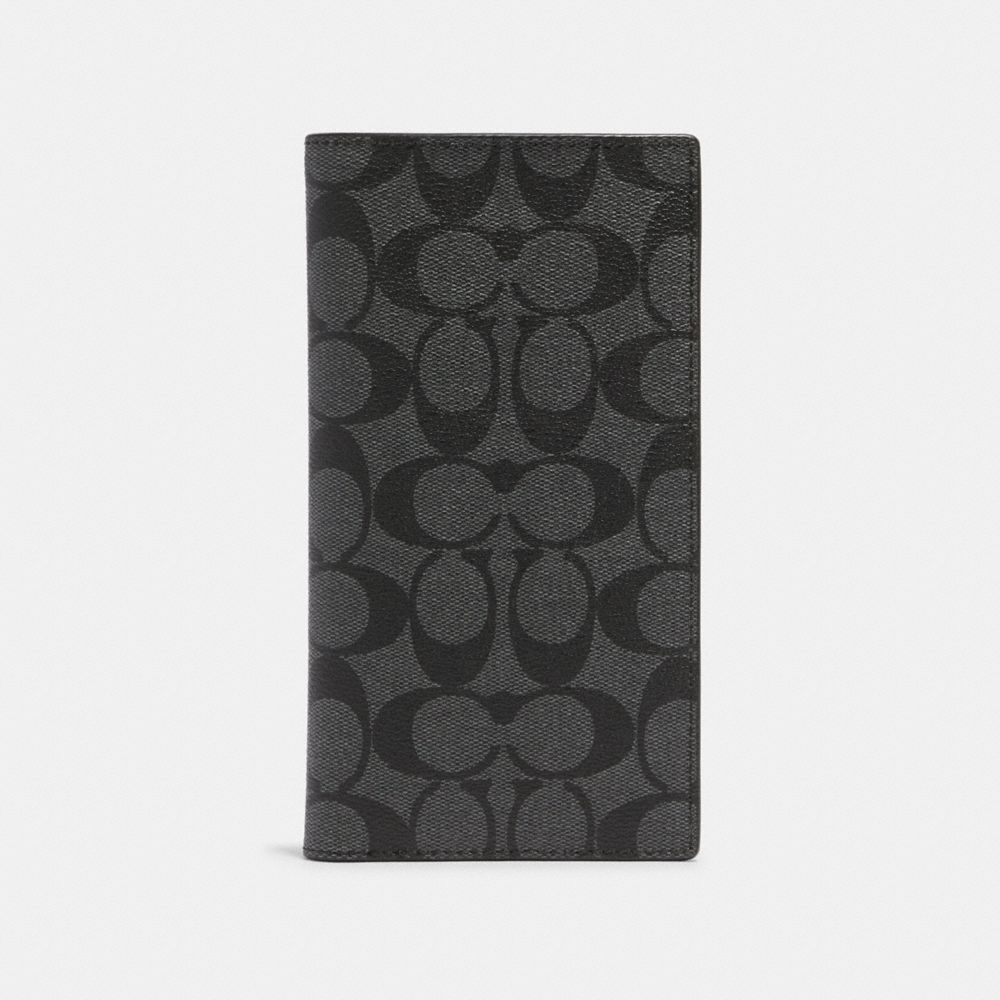 SLIM PASSPORT WALLET IN SIGNATURE CANVAS - QB/CHARCOAL - COACH 91663