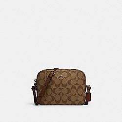 MINI CAMERA BAG IN SIGNATURE CANVAS - IM/KHAKI SADDLE 2 - COACH 91677