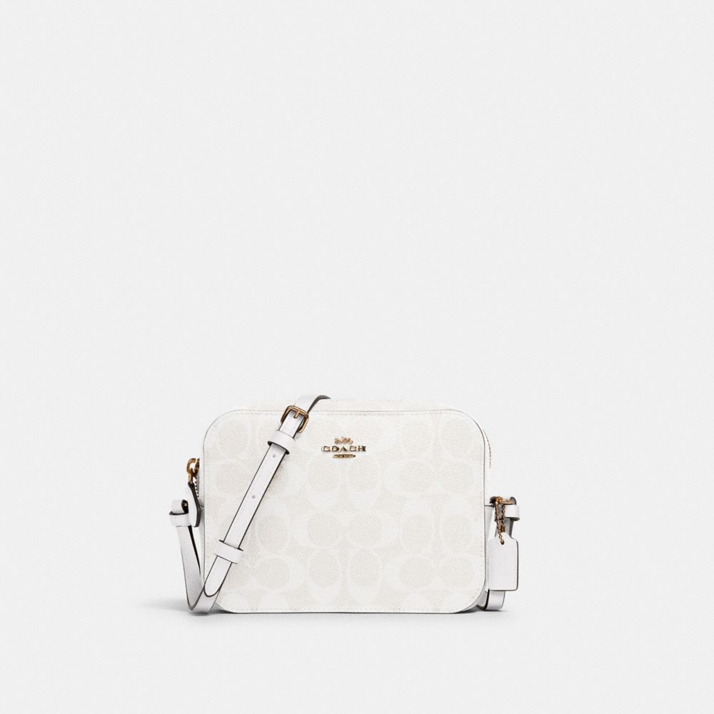 COACH 91677 Mini Camera Bag In Signature Canvas IM/CHALK/GLACIERWHITE