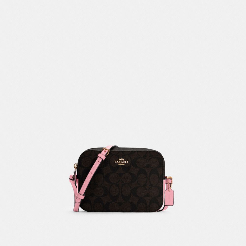 Mini Camera Bag In Signature Canvas - GOLD/BROWN/TRUE PINK - COACH 91677