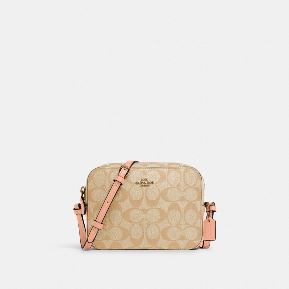 COACH 91677 - Mini Camera Bag In Signature Canvas GOLD/LIGHT KHAKI/FADED BLUSH