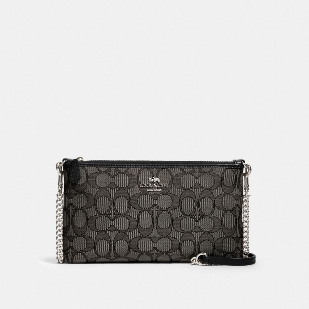 ZIP TOP CROSSBODY IN SIGNATURE CANVAS - SV/BLACK SMOKE BLACK - COACH 91679