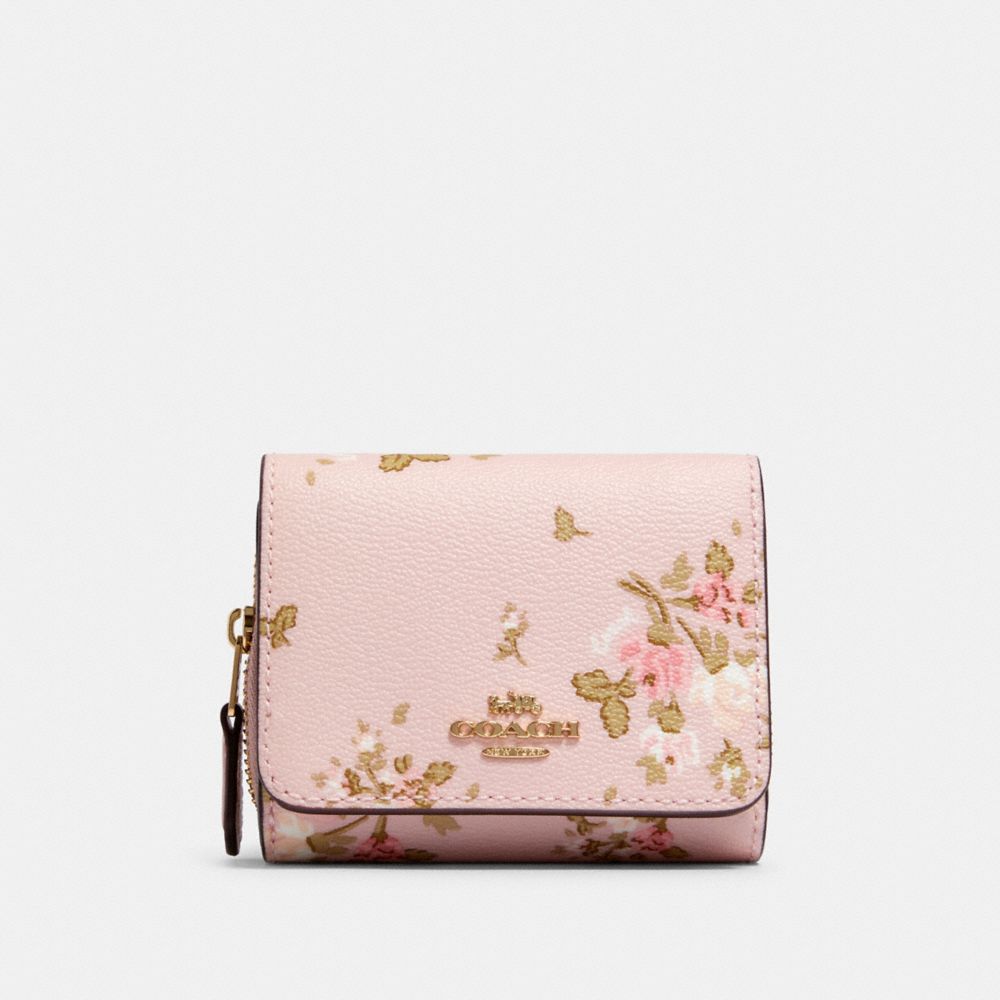 Coach, Bags, Coach Small Trifold Wallet In Signature Canvas With Heart  Cherry Print