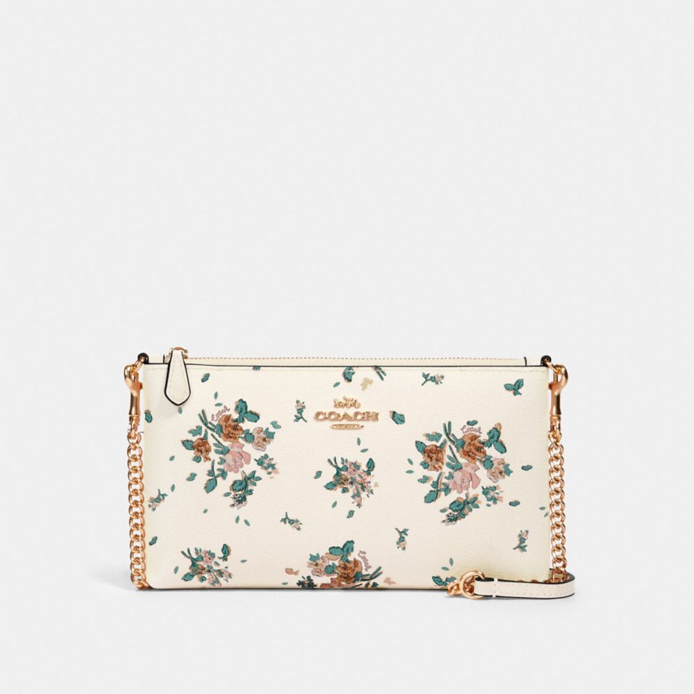 COACH 91758 ZIP TOP CROSSBODY WITH ROSE BOUQUET PRINT IM/CHALK-MULTI