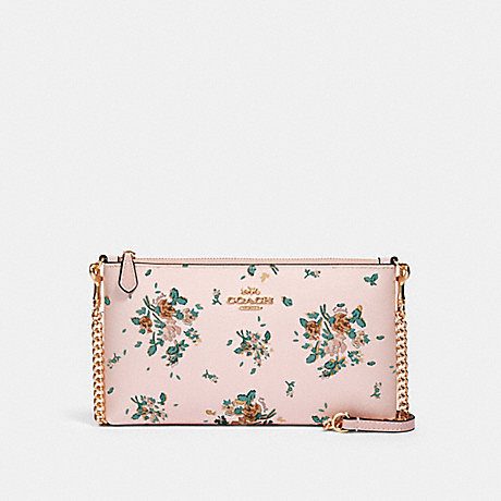 COACH 91758 ZIP TOP CROSSBODY WITH ROSE BOUQUET PRINT IM/BLOSSOM MULTI