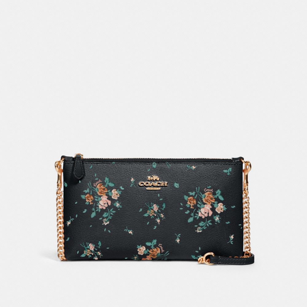 ZIP TOP CROSSBODY WITH ROSE BOUQUET PRINT - SV/MIDNIGHT MULTI - COACH 91758